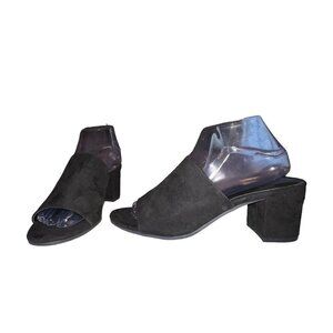 American Eagle Women‎ Black Suede Slip On Mule Block Heel Open Toe Size 9 Shoe